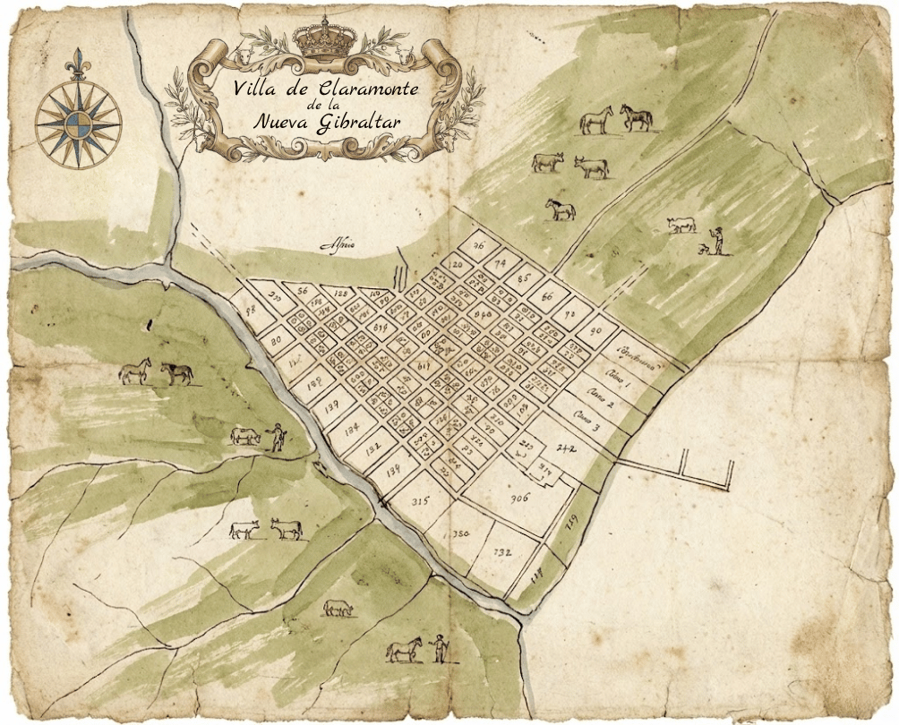 "Plano de la Villa de Claramonte de la Nueva Gibraltar", de Fray Alonso de la Cruz (1650).